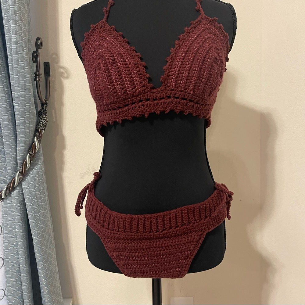Handmade Burgundy Crochet Bikini